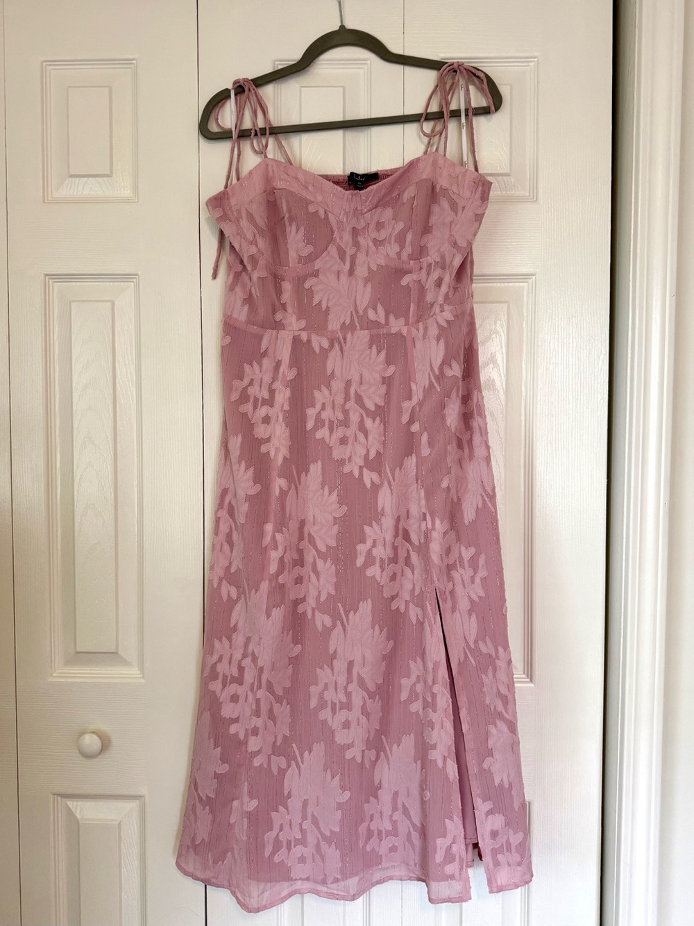 Lulu's Dusty Pink Floral Embroidered Midi Dress - Picture 3 of 5